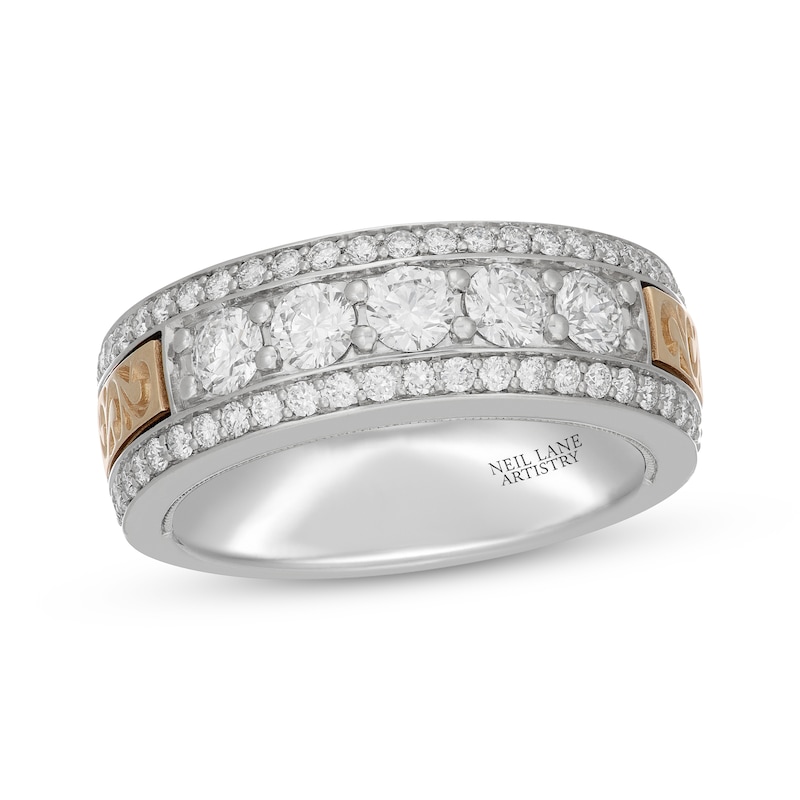 Main Image 1 of Men's Neil Lane Artistry Lab-Grown Diamond Wedding Band 1-1/2 ct tw 14K Two-Tone Gold