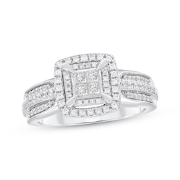 Adore Princess-Cut Quad Diamond Engagement Ring 1/2 ct tw 10K White Gold