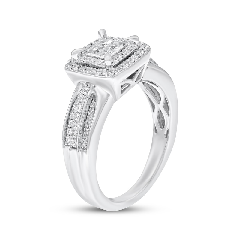 Main Image 2 of Princess-Cut Quad Diamond Engagement Ring 1/2 ct tw 10K White Gold