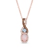 Thumbnail Image 1 of Le Vian Oval-Cut Opal & Blue Topaz Necklace 1/4 ct tw Diamonds 14K Strawberry Gold 19&quot;