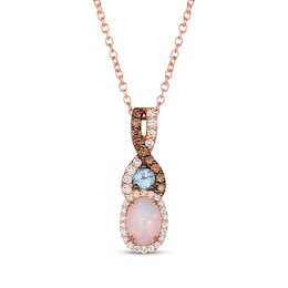 Le Vian Oval-Cut Opal & Blue Topaz Necklace 1/4 ct tw Diamonds 14K Strawberry Gold 19&quot;