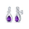 Thumbnail Image 1 of Pear-Shaped Amethyst & White Lab-Created Sapphire Swirl Earrings Sterling Silver