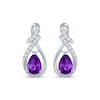 Thumbnail Image 2 of Pear-Shaped Amethyst & White Lab-Created Sapphire Swirl Earrings Sterling Silver