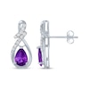 Thumbnail Image 3 of Pear-Shaped Amethyst & White Lab-Created Sapphire Swirl Earrings Sterling Silver