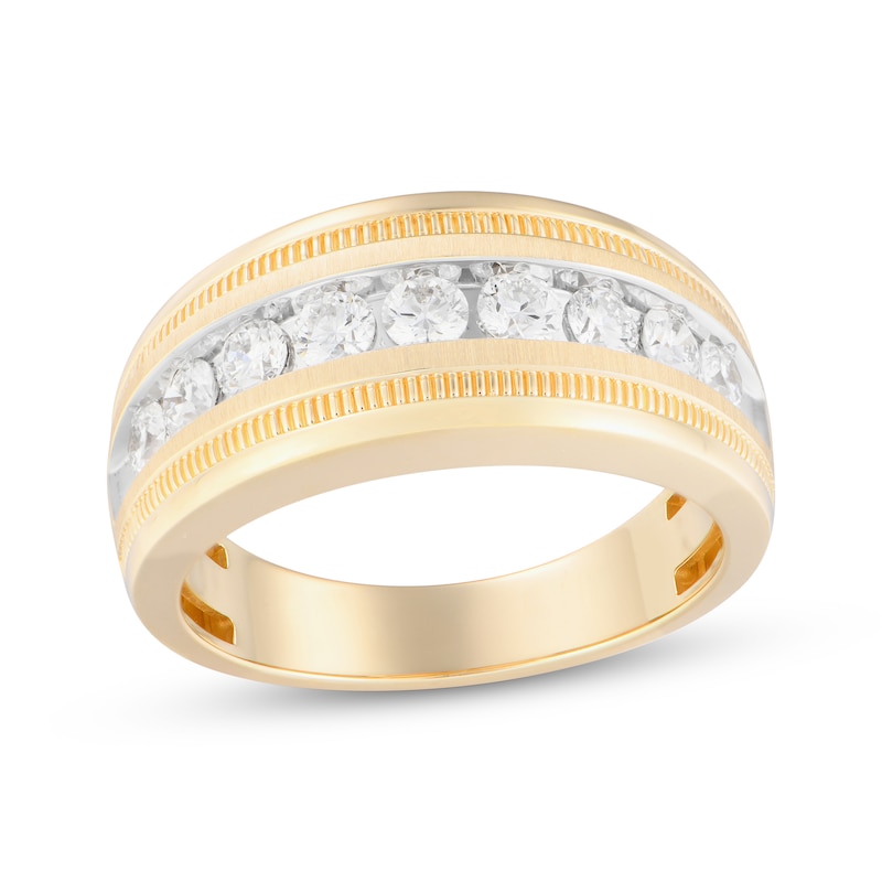 Men's Diamond Channel Wedding Band 1 ct tw 10K Yellow Gold