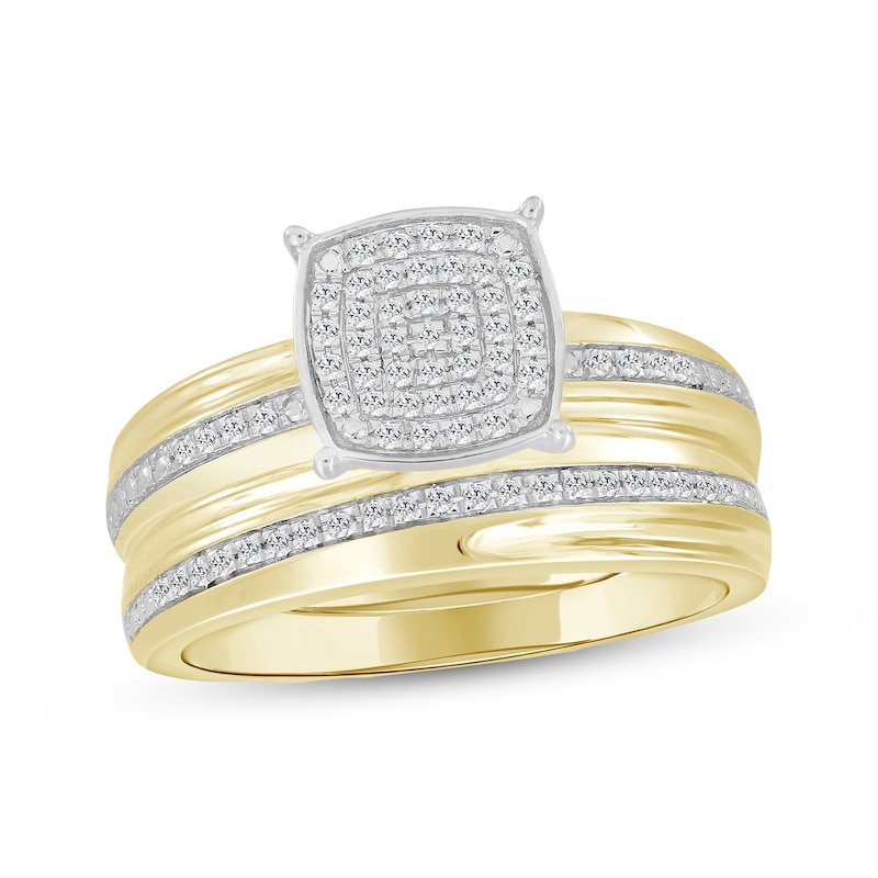 Multi-Diamond Cushion-Shaped Bridal Set 1/8 ct tw 10K Yellow Gold