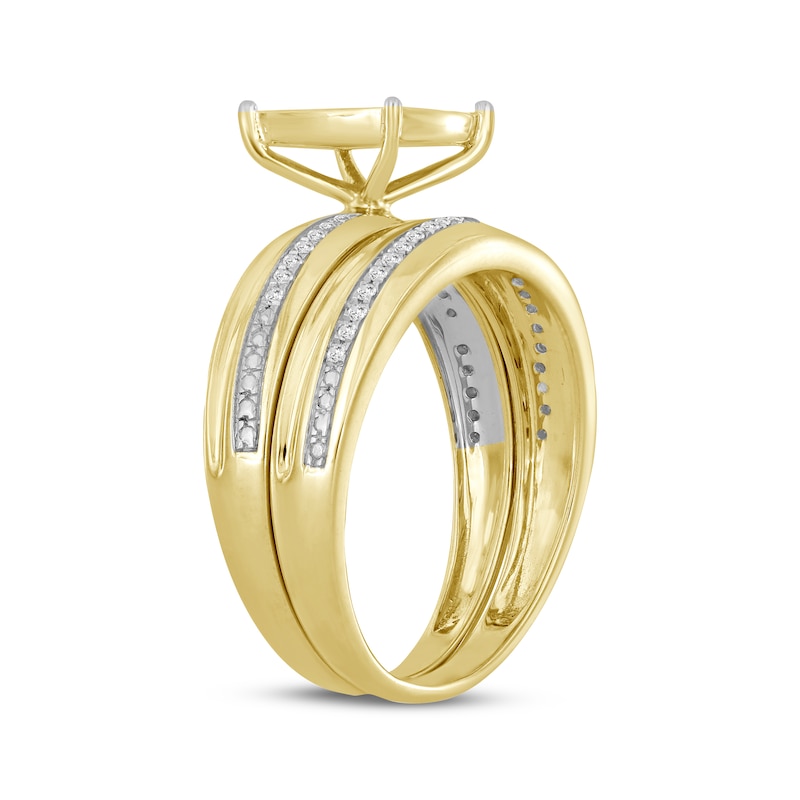 Multi-Diamond Cushion-Shaped Bridal Set 1/8 ct tw 10K Yellow Gold