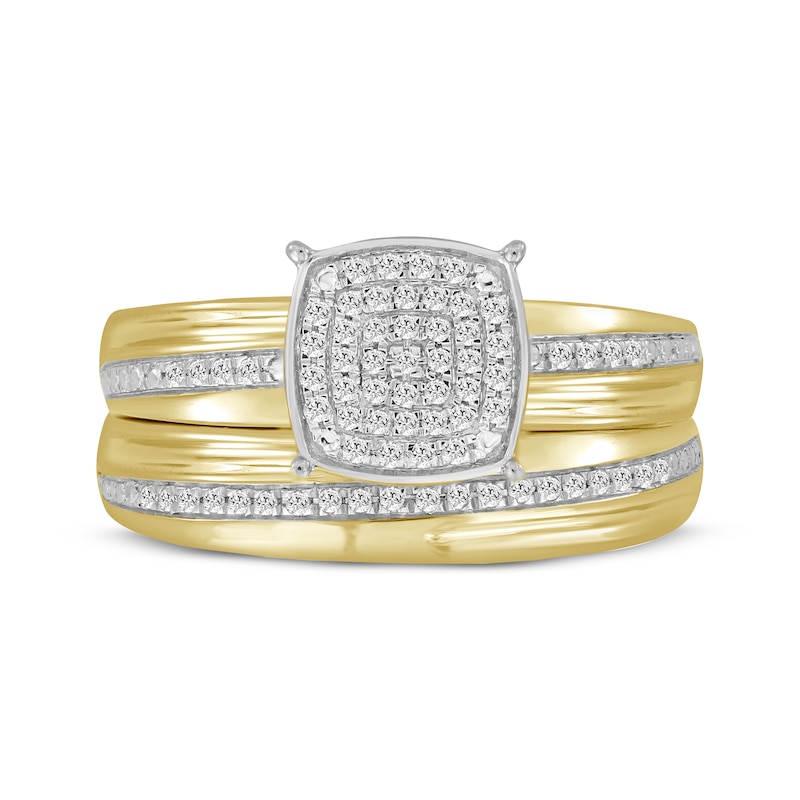 Multi-Diamond Cushion-Shaped Bridal Set 1/8 ct tw 10K Yellow Gold