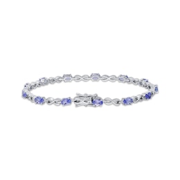 Oval-Cut Tanzanite & Infinity Link Bracelet Sterling Silver 7.25&quot;