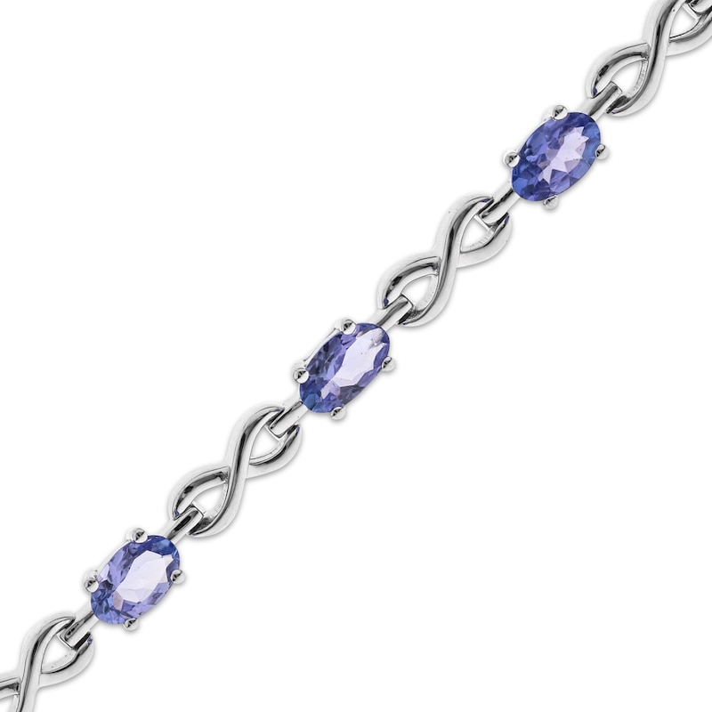 Main Image 2 of Oval-Cut Tanzanite & Infinity Link Bracelet Sterling Silver 7.25&quot;