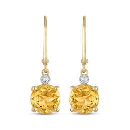 Citrine & Diamond Accent Drop Earrings 14K Yellow Gold