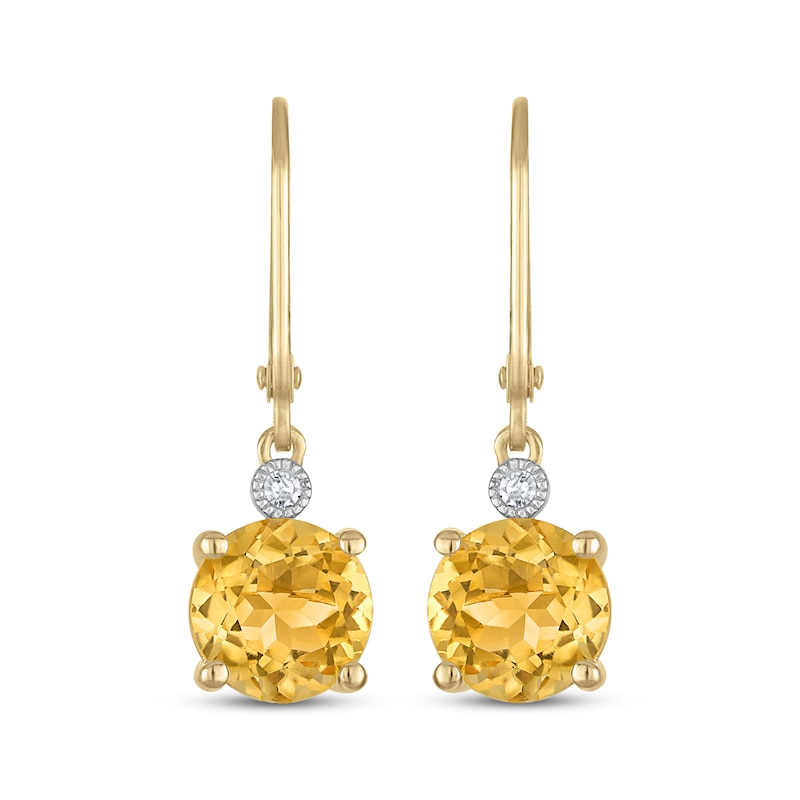 Main Image 1 of Citrine & Diamond Accent Drop Earrings 14K Yellow Gold