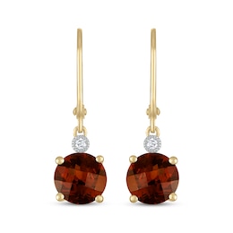 Garnet & Diamond Accent Drop Earrings 14K Yellow Gold