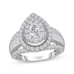 Adore Lab-Grown Diamonds Pear-Shaped Double Halo Engagement Ring 2 ct tw 10K White Gold