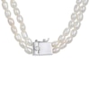 Thumbnail Image 3 of White Lab-Created Sapphire & Cultured Pearl Layered Necklace Sterling Silver 17&quot;