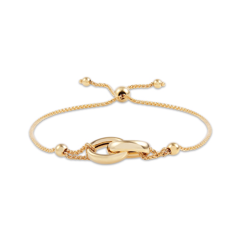 Main Image 1 of Interlocking Oval Link Bolo Bracelet 10K Yellow Gold