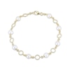 Thumbnail Image 2 of Cultured Pearl Link Bracelet 18K Yellow Gold-Plated Sterling Silver 7.25&quot;