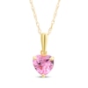 Thumbnail Image 1 of Children's Pink Cubic Zirconia Heart Solitaire Necklace 14K Yellow Gold 13&quot;