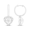 Thumbnail Image 1 of Unstoppable Love Lab-Grown Diamond Heart-Shaped Dangle Hoop Earrings 1-1/2 ct tw 10K White Gold