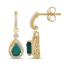 Thumbnail Image 3 of Pear-Shaped Natural Emerald & Diamond Dangle Earrings 1/6 ct tw 14K Yellow Gold