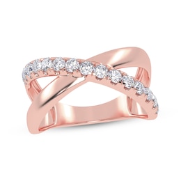 Diamond Crisscross Orbit Ring 1/2 ct tw 14K Rose Gold