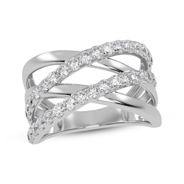 Diamond Multi-Row Crisscross Ring 1/2 ct tw 14K White Gold