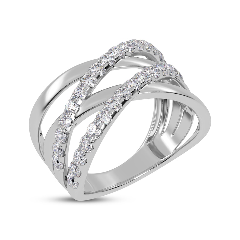 Main Image 2 of Diamond Multi-Row Crisscross Ring 1/2 ct tw 14K White Gold