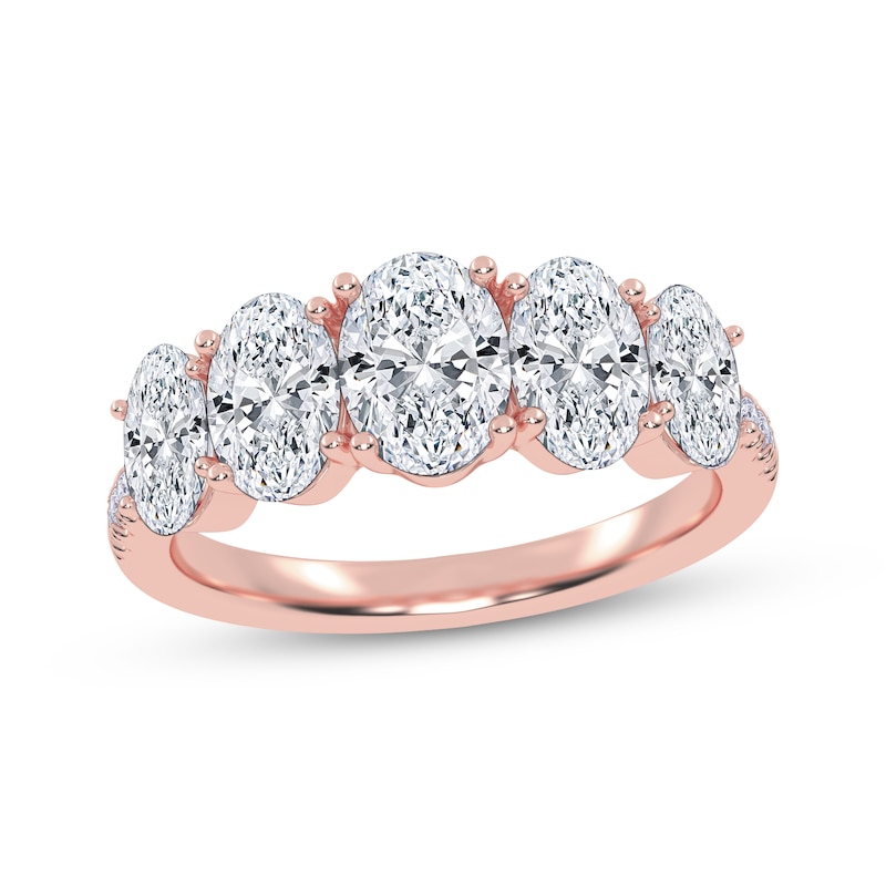 Main Image 1 of Lab-Grown Diamonds by KAY Oval-Cut Graduating Ring 2 ct tw 14K Rose Gold