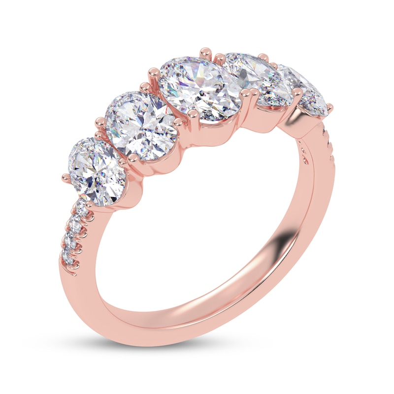 Main Image 2 of Lab-Grown Diamonds by KAY Oval-Cut Graduating Ring 2 ct tw 14K Rose Gold