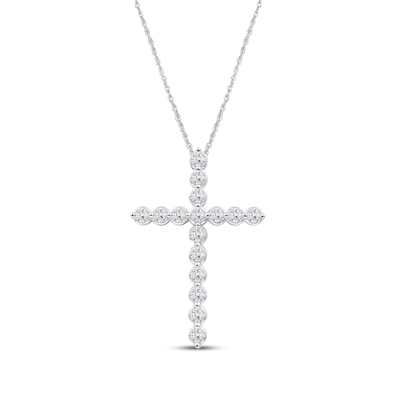 Main Image 1 of Lab-Grown Diamonds by KAY Cross Necklace 2 ct tw 14K White Gold 18&quot;