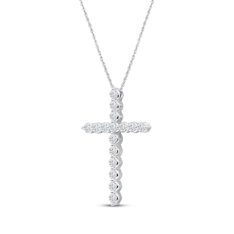 Main Image 2 of Lab-Grown Diamonds by KAY Cross Necklace 2 ct tw 14K White Gold 18&quot;