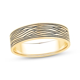 Men's Etched-Pattern Wedding Band 10K Yellow Gold 6mm