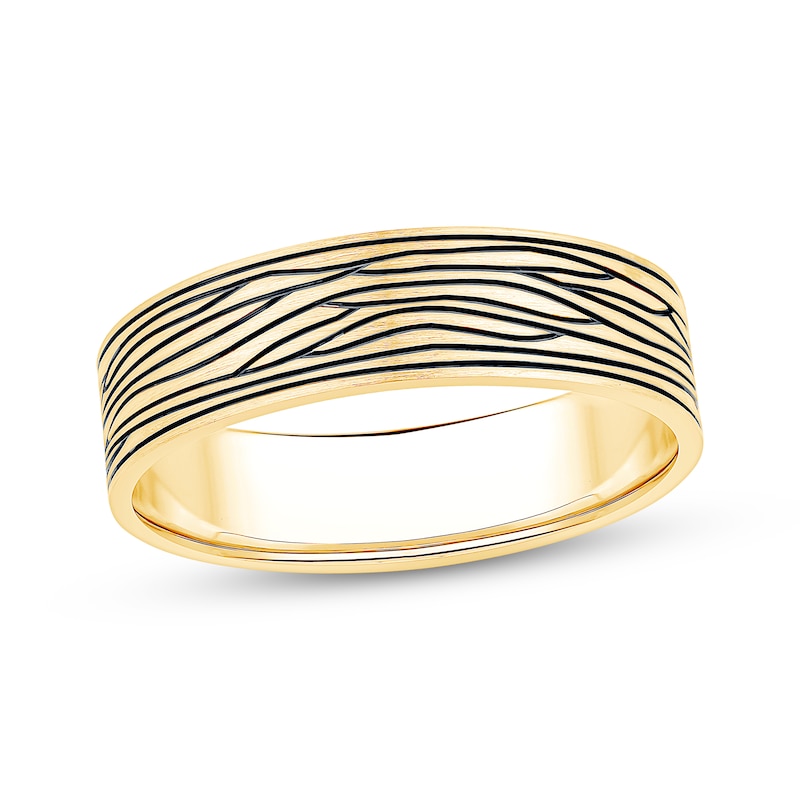 Main Image 1 of Men's Etched-Pattern Wedding Band 10K Yellow Gold 6mm