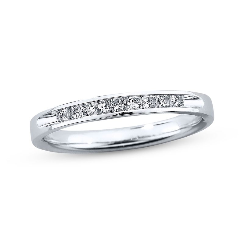 Main Image 1 of Diamond Wedding Band 1/4 ct tw Princess-cut 10K White Gold