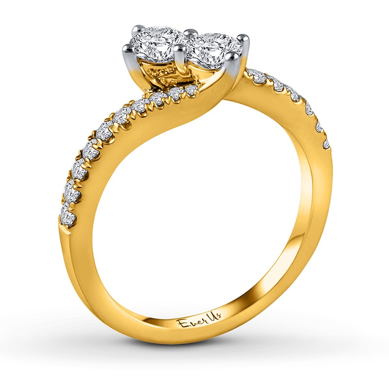 Main Image 2 of Ever Us Two-Stone Ring 3/4 ct tw Diamonds 14K Yellow Gold