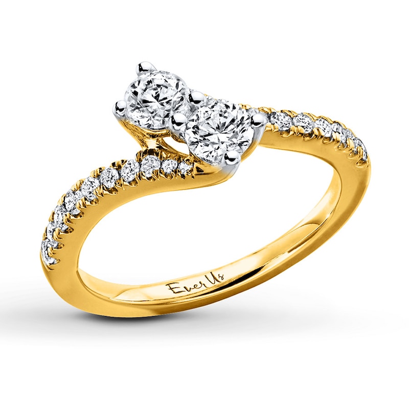 Main Image 3 of Ever Us Two-Stone Ring 3/4 ct tw Diamonds 14K Yellow Gold