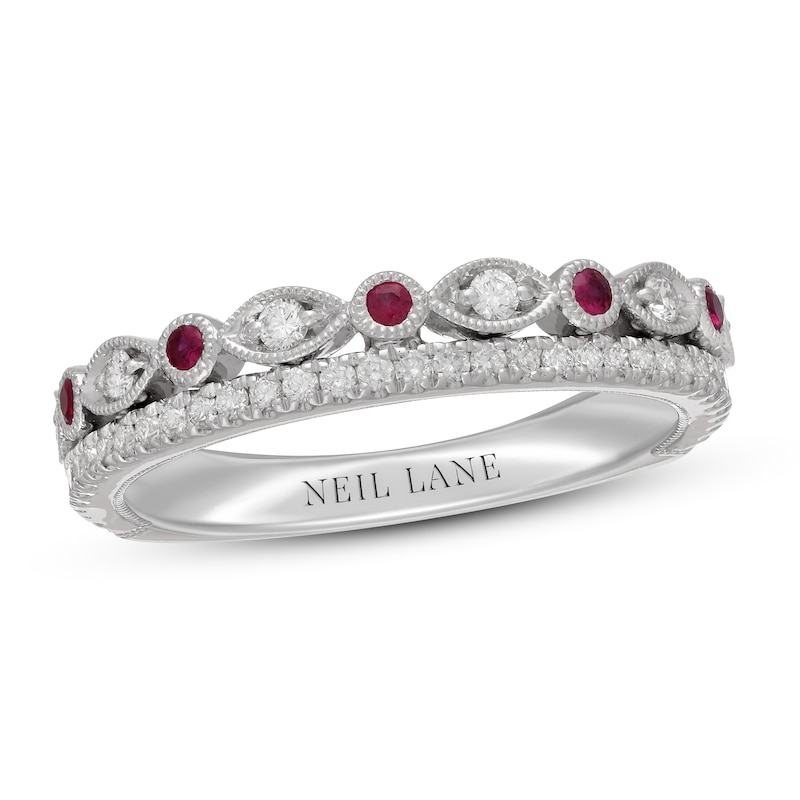 Main Image 1 of Neil Lane Diamond & Ruby Anniversary Ring 1/4 ct tw 14K White Gold