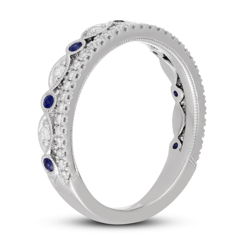 Main Image 2 of Neil Lane Diamond & Blue Sapphire Anniversary Ring 1/4 ct tw 14K White Gold