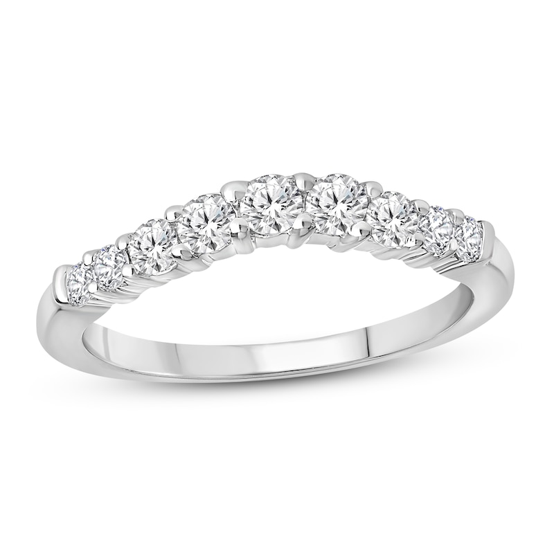 Main Image 1 of Diamond Contour Ring 1/5 ct tw Round-cut 14K White Gold