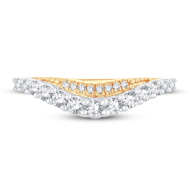 Main Image 3 of Diamond Contour Ring 3/8 ct tw Round-cut 14K Yellow Gold