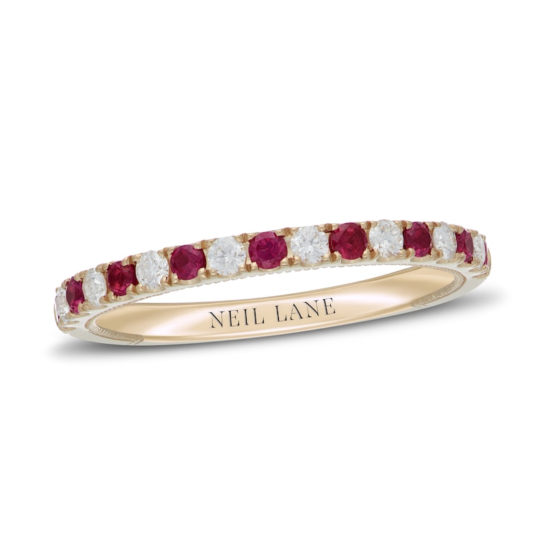 Main Image 1 of Neil Lane Ruby & Diamond Anniversary Ring 1/5 ct tw 14K Yellow Gold