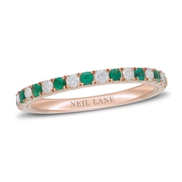 Neil Lane Emerald & Diamond Anniversary Ring 1/5 ct tw 14K Rose Gold