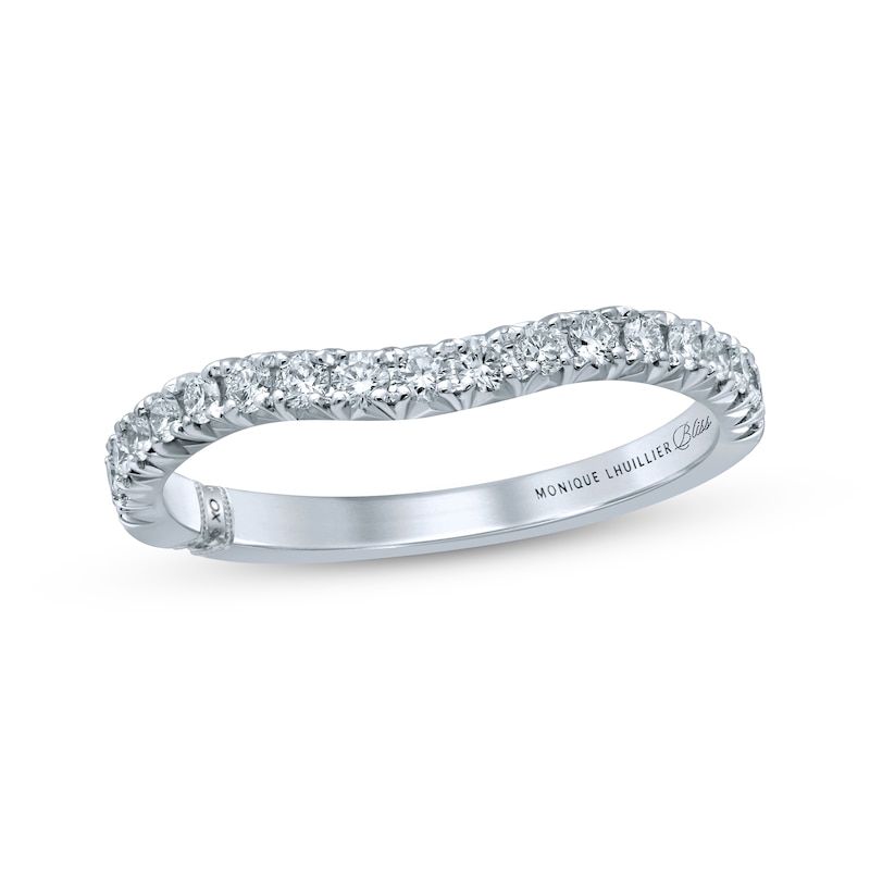 Main Image 1 of Monique Lhuillier Bliss Diamond Contour Wedding Band 1/3 ct tw Round-cut 18K White Gold