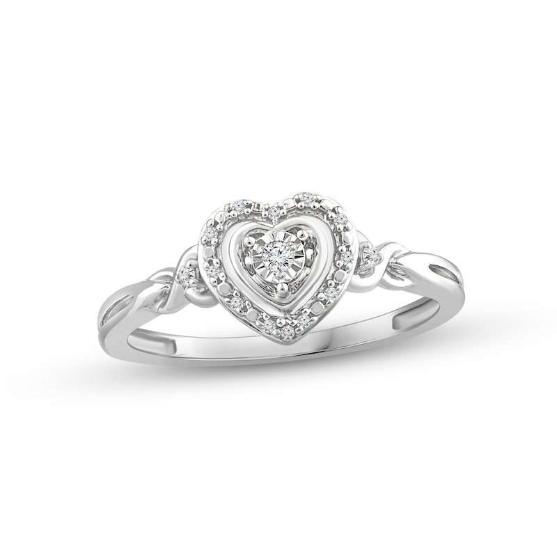 Diamond Heart Bracelet 1/20 ct tw Round-cut Sterling Silver