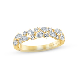 Monique Lhuillier Bliss Diamond Anniversary Band 3/4 ct tw Pear & Round-cut 18K Yellow Gold