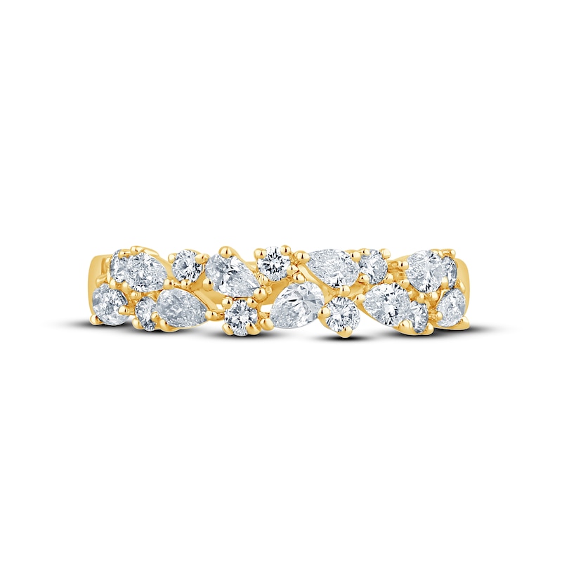 Main Image 3 of Monique Lhuillier Bliss Diamond Anniversary Band 3/4 ct tw Pear & Round-cut 18K Yellow Gold