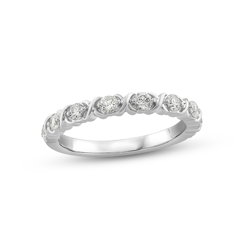 Main Image 1 of XO from KAY Diamond Anniversary Band 1/2 ct tw Round-cut 10K White Gold