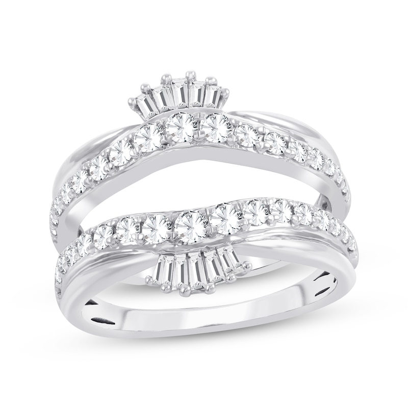 Baguette & Round-Cut Diamond Enhancer Ring 1 ct tw 14K White Gold | Kay ...