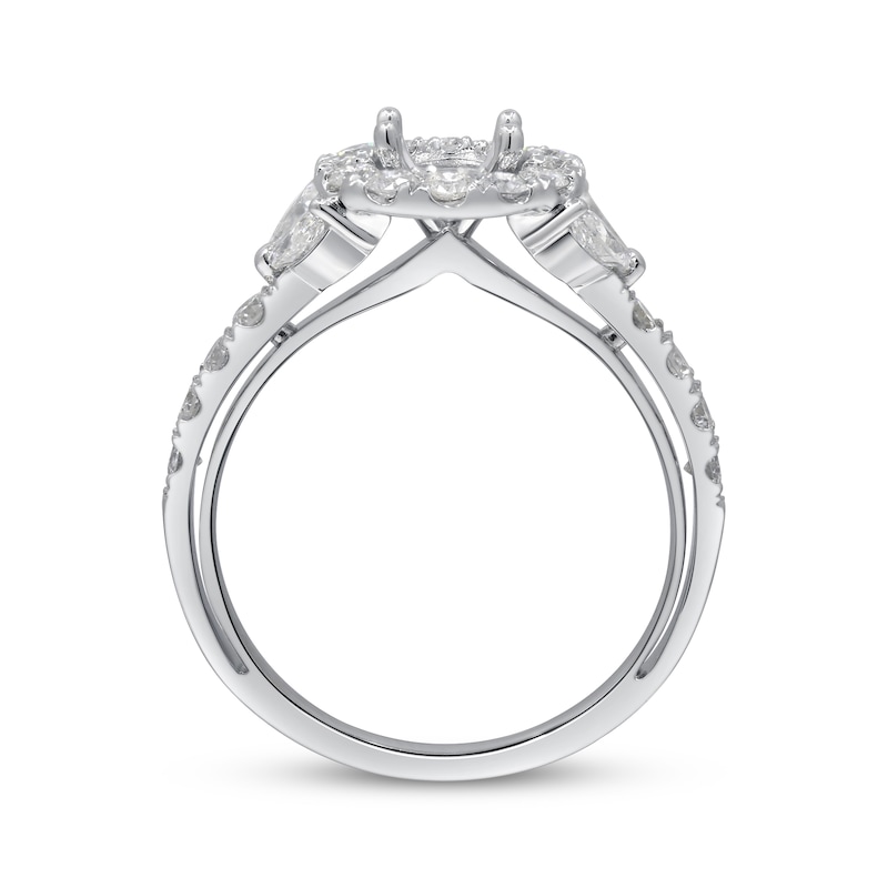 Marquise and Round-Cut Diamond Ring Setting 1 ct tw 14K White Gold