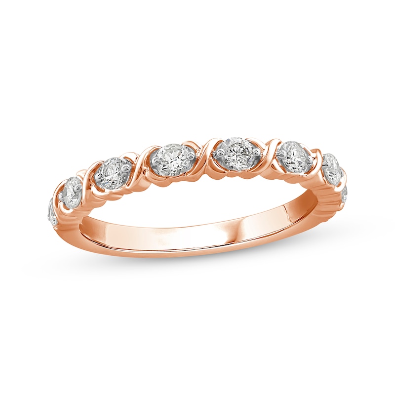 Main Image 1 of XO from KAY Round-Cut Diamond Anniversary Band 1/2 ct tw 14K Rose Gold